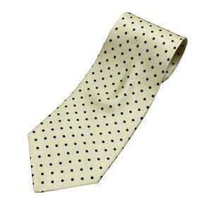 Abbey Cravat 100% Silk Yellow Polka Dot Tie